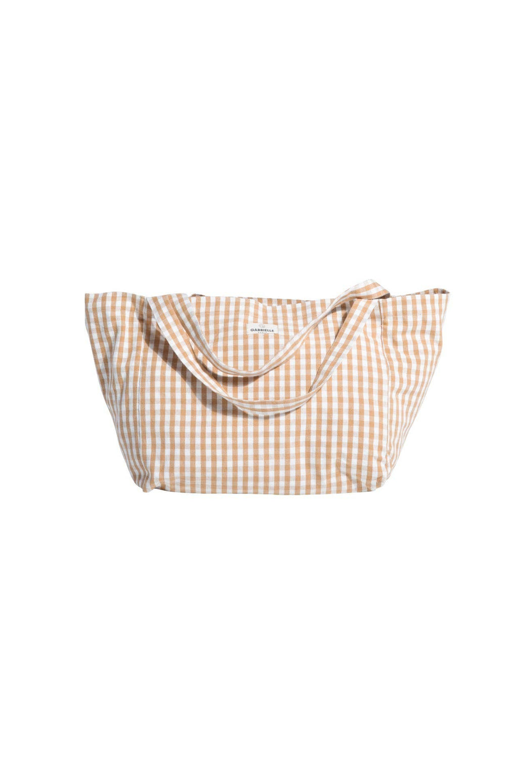 Gabrielle Gingham Cotton Tote Bag: Vichy Camel
