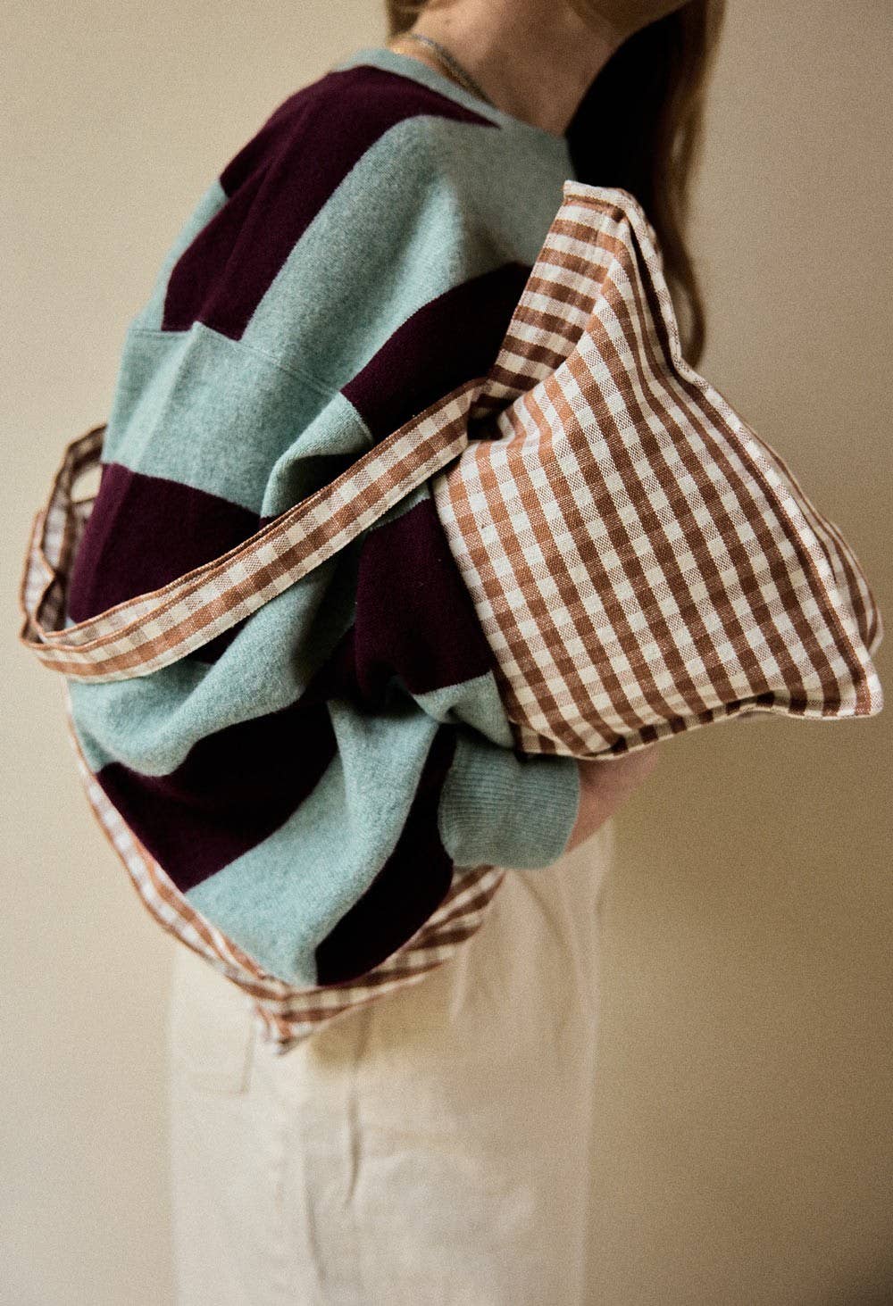 Gabrielle Gingham Cotton Weekend Bag: Vichy Moka