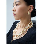 BRANCH - White Wooden Chunky Hoop Earrings