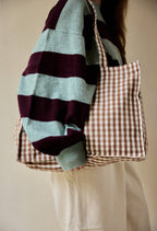 Gabrielle Gingham Cotton Weekend Bag: Vichy Moka