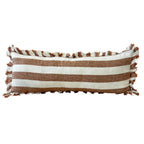 Hallie Bolster Linen Cushion Cover – Rust Stripe 80x30cm
