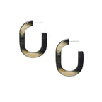 Branch - ELARA Handmade Black Oblong Natural Horn Hoop Earrings - Buffalo Horn