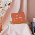 ‘Happy Birthday’ Metallic Orange + Gold Foil Card