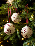 Dovedale Christmas Bauble - Warm white & Berry