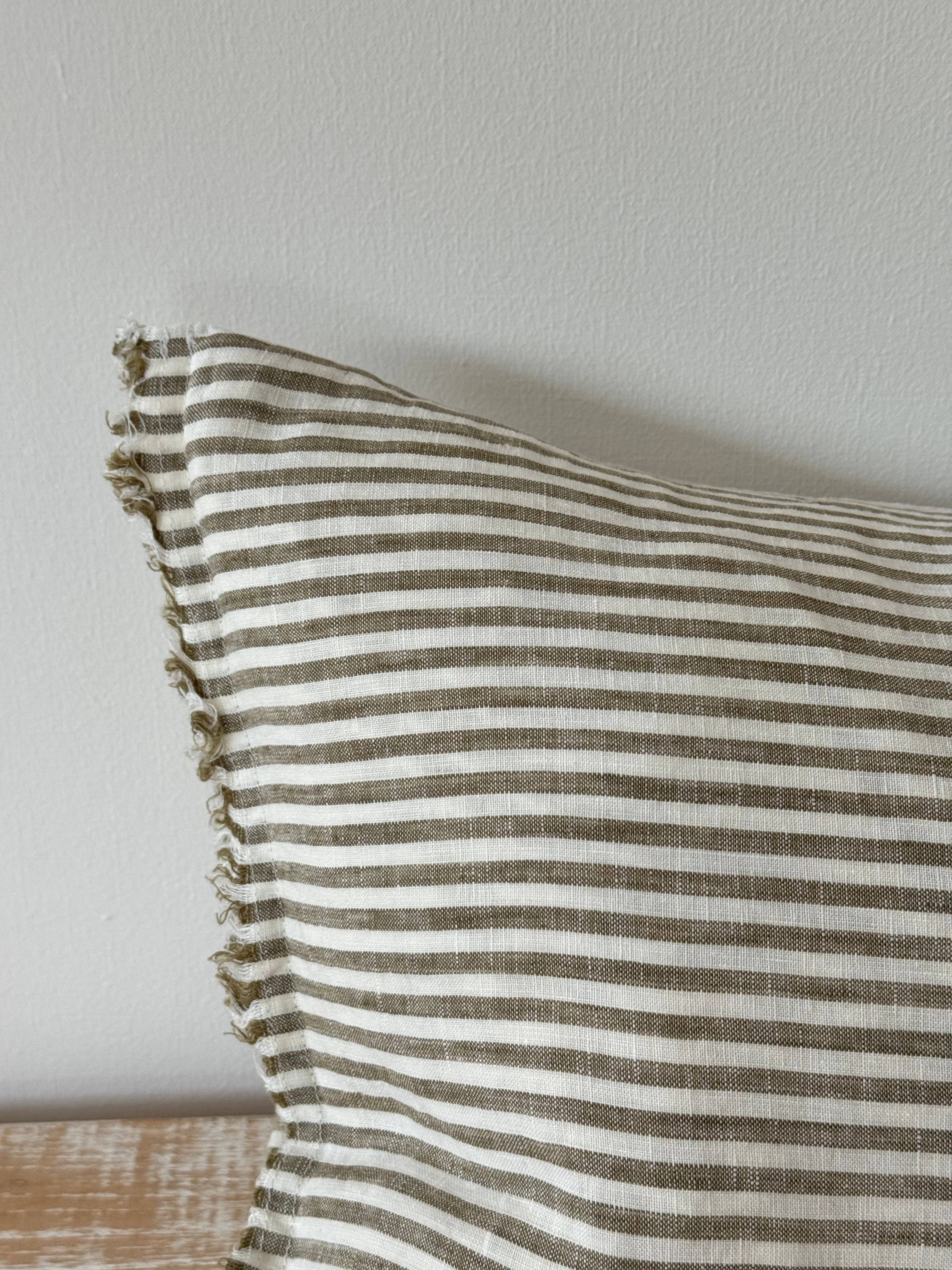 Esmee Olive Stripe Bolster Cushion – Olive Stripe 80x30