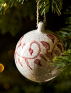 Ravello Christmas Painted Baubles - Terracotta White and Berry