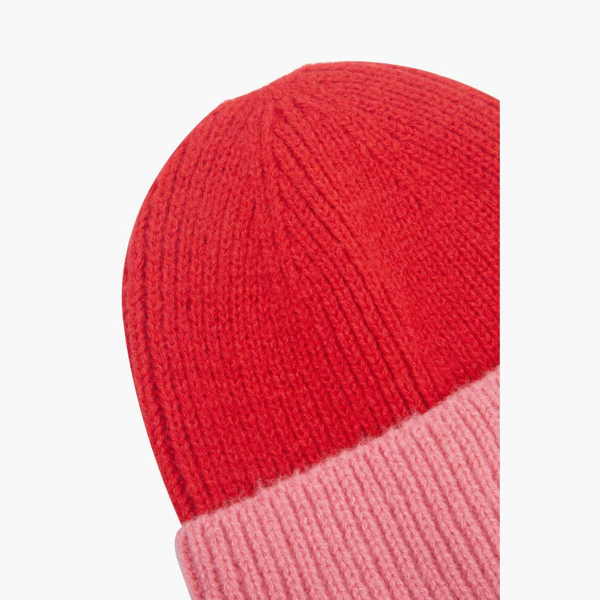 Woolen Beanie Hat - Two tone Red and Pink