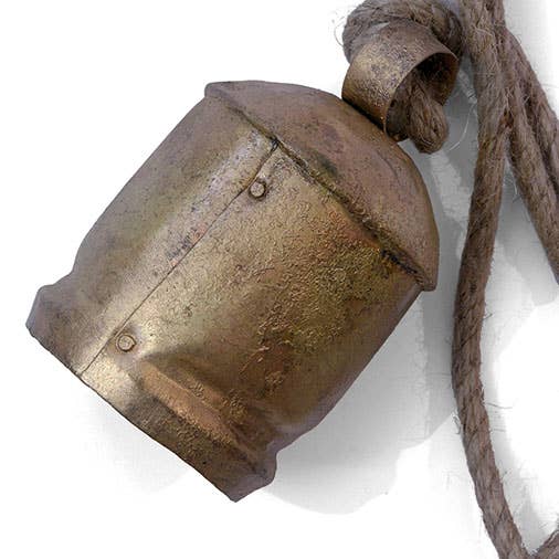Four Vintage Bells on Rustic Rope