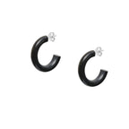 Branch - Black Natural Small Rounded Hoop Earrings - Buffalo Horn