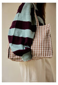 Gabrielle Gingham Cotton Weekend Bag: Vichy Moka