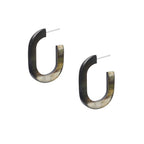 Branch - ELARA Handmade Black Oblong Natural Horn Hoop Earrings - Buffalo Horn