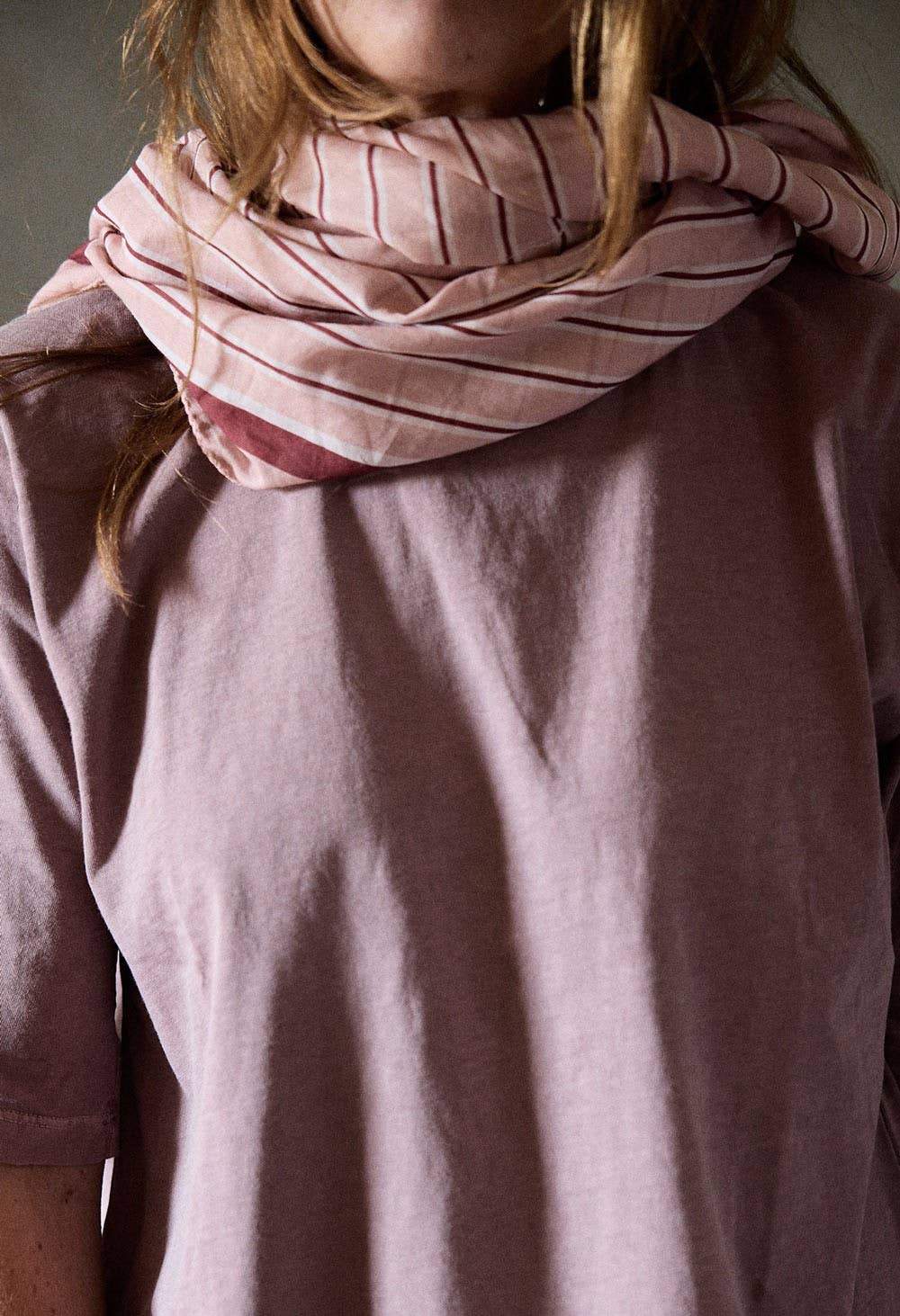 XL Gabrielle Vermilion Stripes Cotton Voile Scarf: Rayures