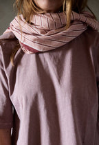 XL Gabrielle Vermilion Stripes Cotton Voile Scarf: Rayures