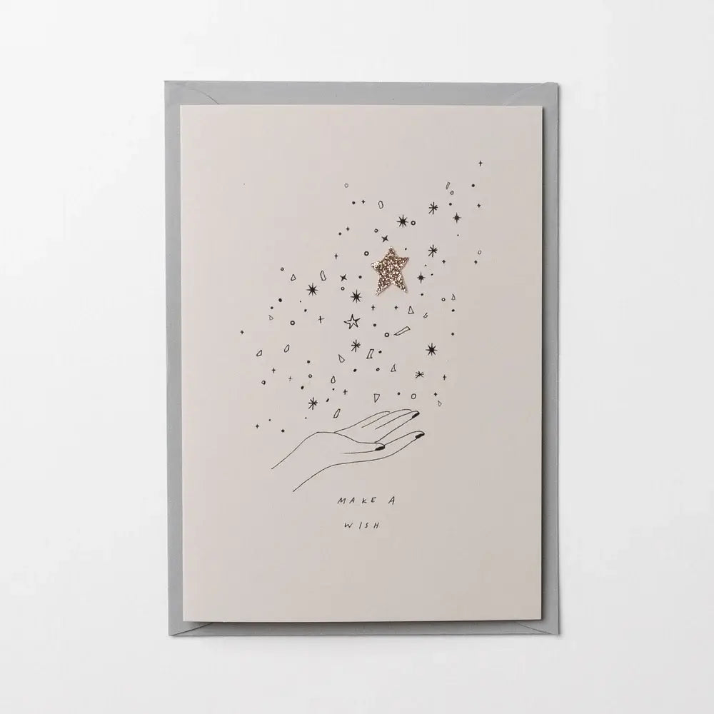MAKE A WISH - CONFETTI HAND FINISHED GREETING CARD