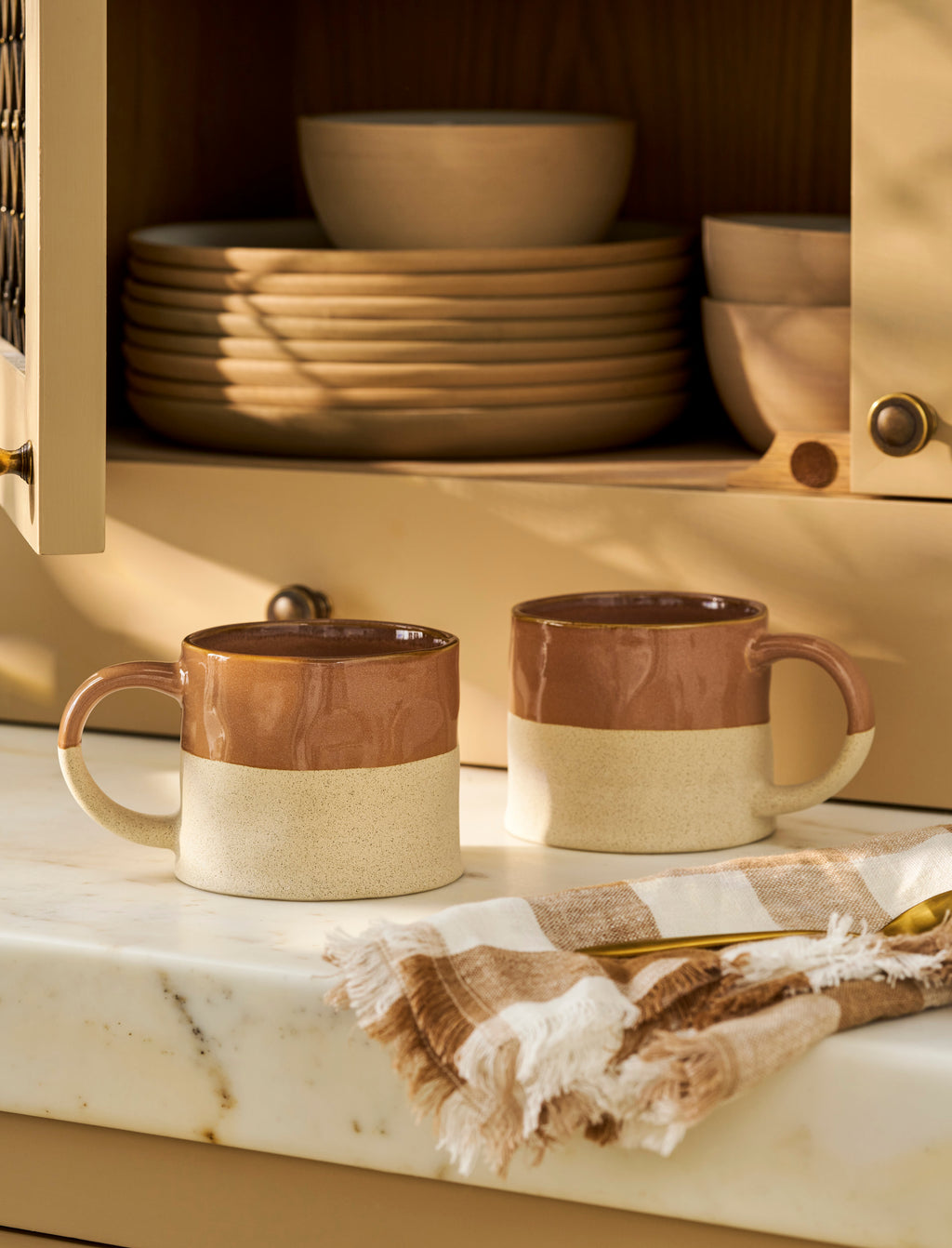 Bladon Half Glazed Mugs - Terracotta, Set of 2