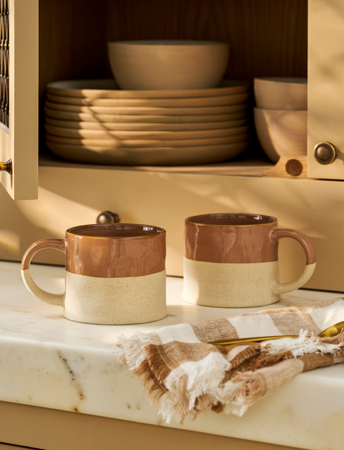 Bladon Half Glazed Mugs - Terracotta, Set of 2