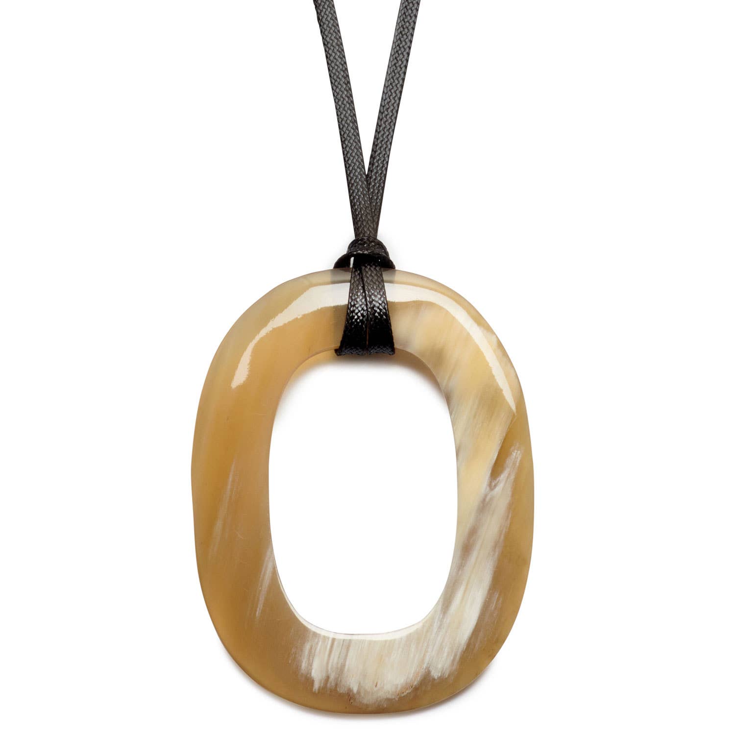BRANCH - White Natural Large Oval Buffalo Horn & Cord Pendant