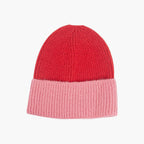 Woolen Beanie Hat - Two tone Red and Pink