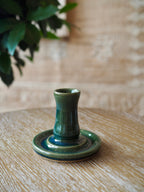 Cohen & Co. Ceramic Candle Holder - Green, medium