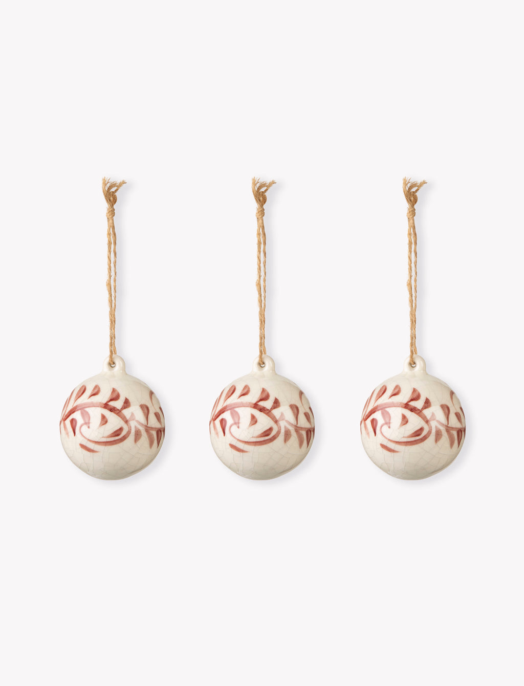 Ravello Christmas Painted Baubles - Terracotta White and Berry