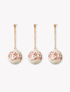 Ravello Christmas Painted Baubles - Terracotta White and Berry