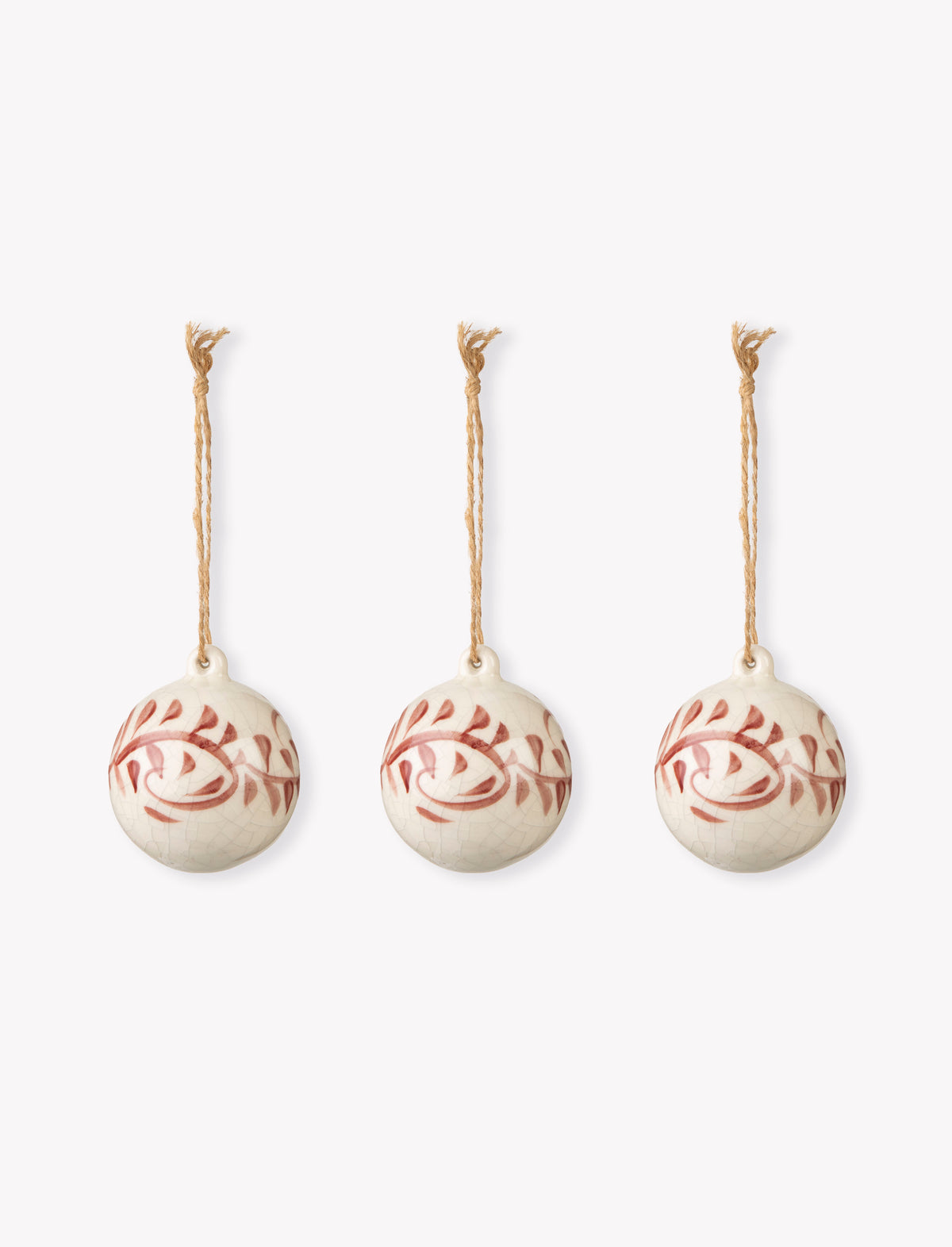 Ravello Christmas Painted Baubles - Terracotta White and Berry