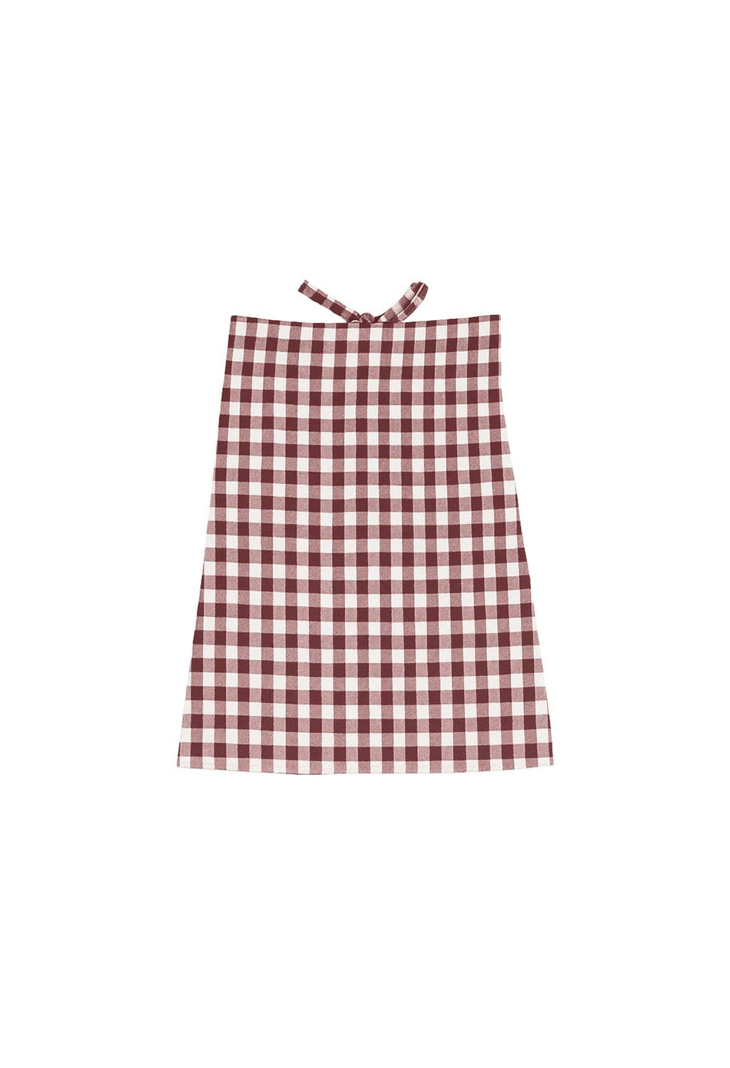 Gabrielle Washed Linen Half Apron: Berry Gingham