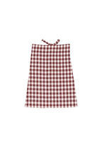 Gabrielle Washed Linen Half Apron: Berry Gingham