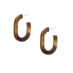 ELARA Brown Oblong natural Horn Hoop Earrings