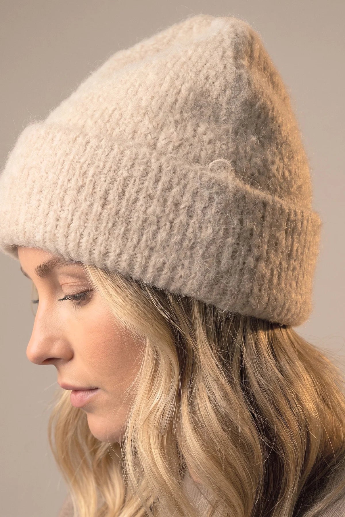 Woolen Beanie Hat - Beige