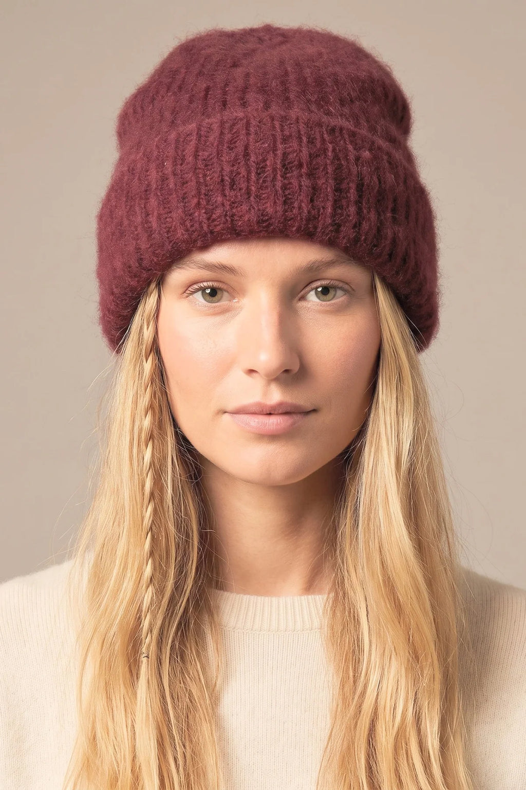 Woolen Beanie Hat - Berry