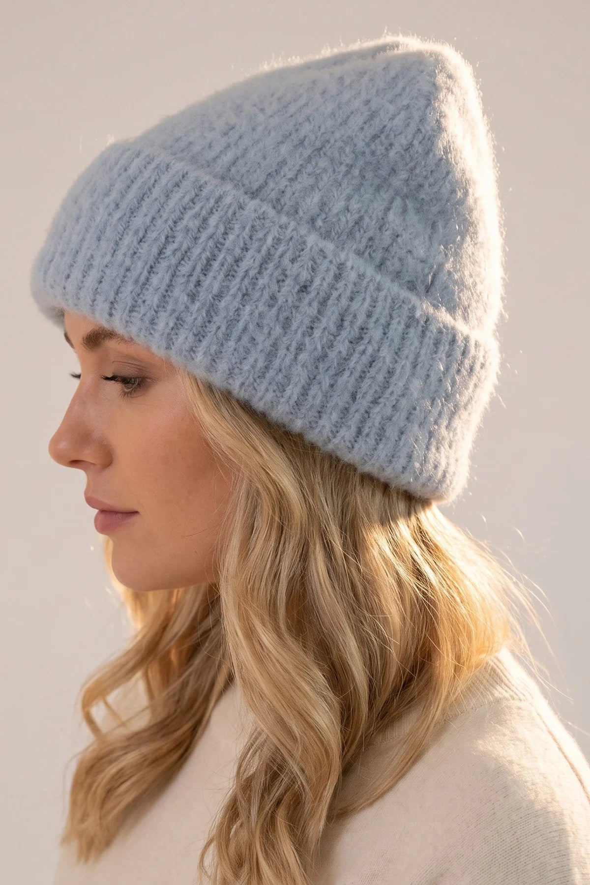Woolen Beanie Hat - Light Blue