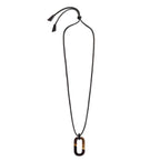 Branch - Brown Natural Large Rectangle Buffalo Horn & Cord Pendant