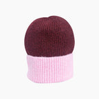 Two Tone Beanie Hat - Berry and Pink
