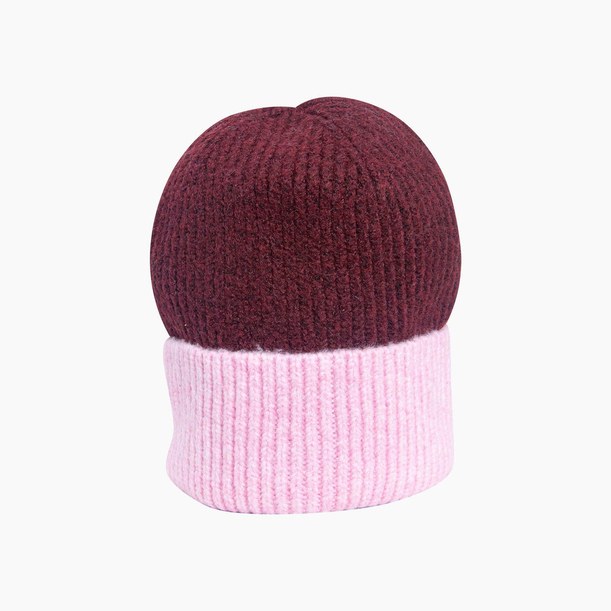 Two Tone Beanie Hat - Berry and Pink