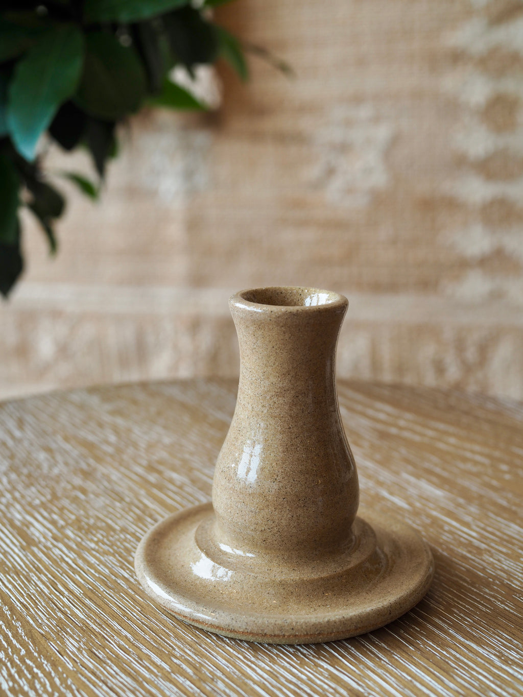 Cohen & Co. Ceramic Candle Holder - Tan, medium