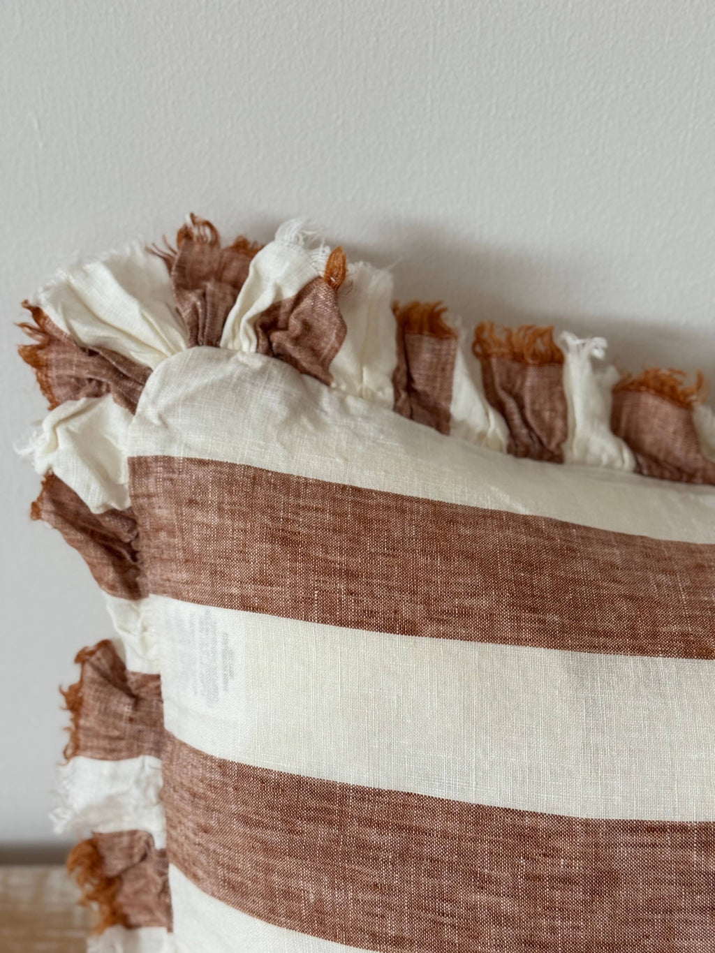 Hallie Bolster Linen Cushion Cover – Rust Stripe 80x30cm