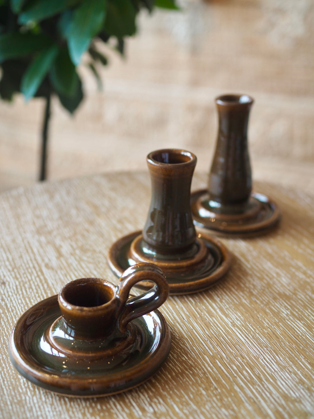 Cohen & Co. Ceramic Candle Holder - Brown, small