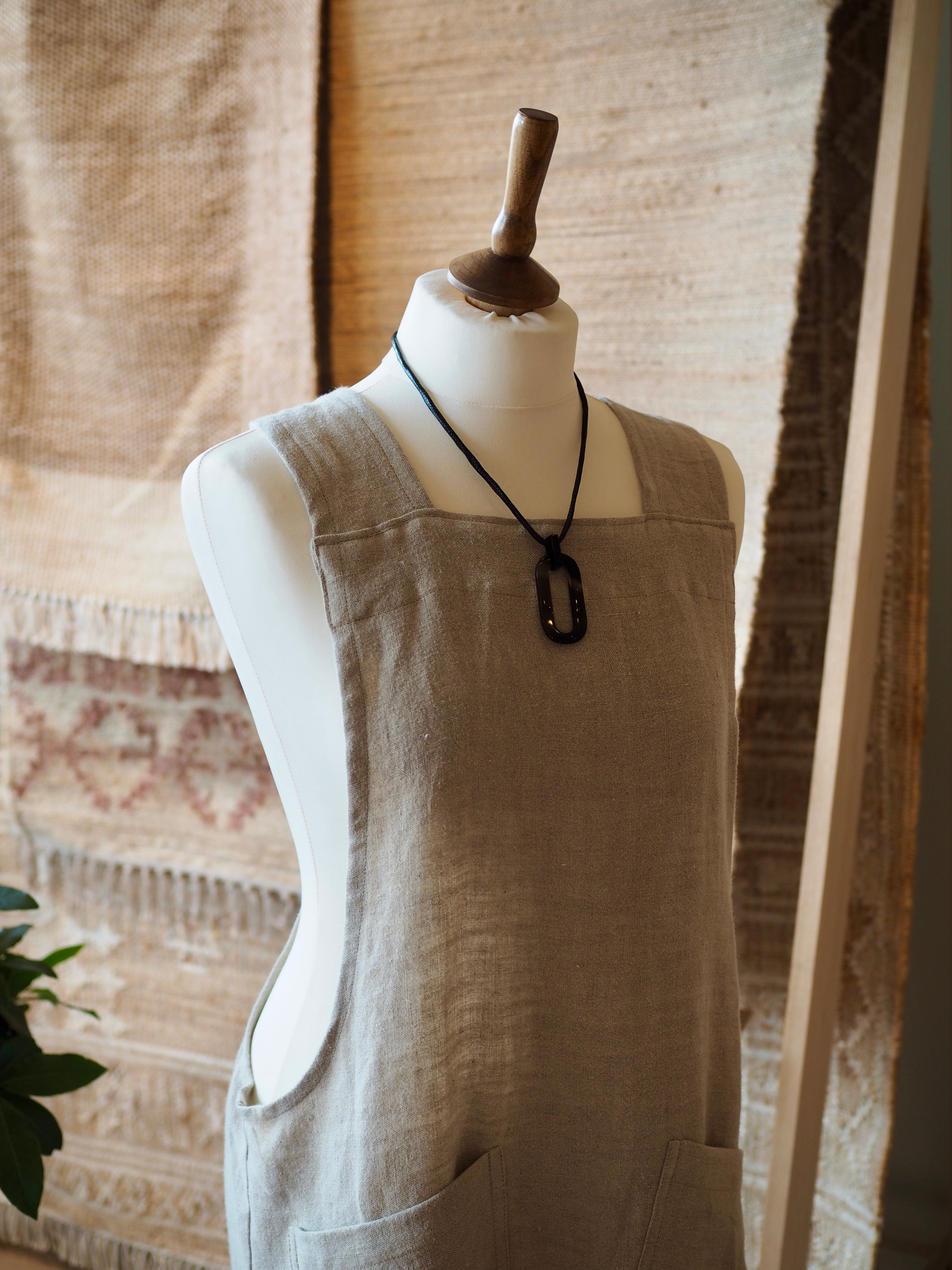 Cohen & Co. Belfast Linen Apron - Stone, Crossover