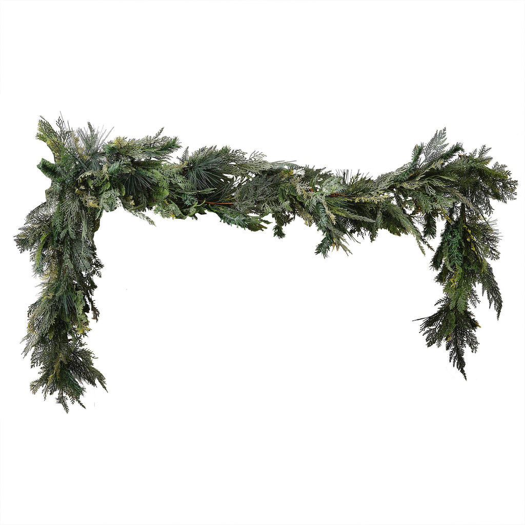 Luxe Pine and Cypress Faux Foliage Christmas Garland