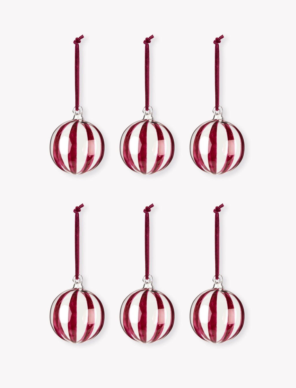 Purton Glass Christmas Baubles - Berry Stripes