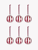 Purton Glass Christmas Baubles - Berry Stripes