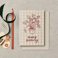 Happy Birthday Card - Gingham Plant
