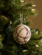 Southwold Christmas Patterned Baubles - Felt berry