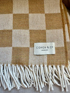 Cara Merino Lambswool Throw - Mustard Check