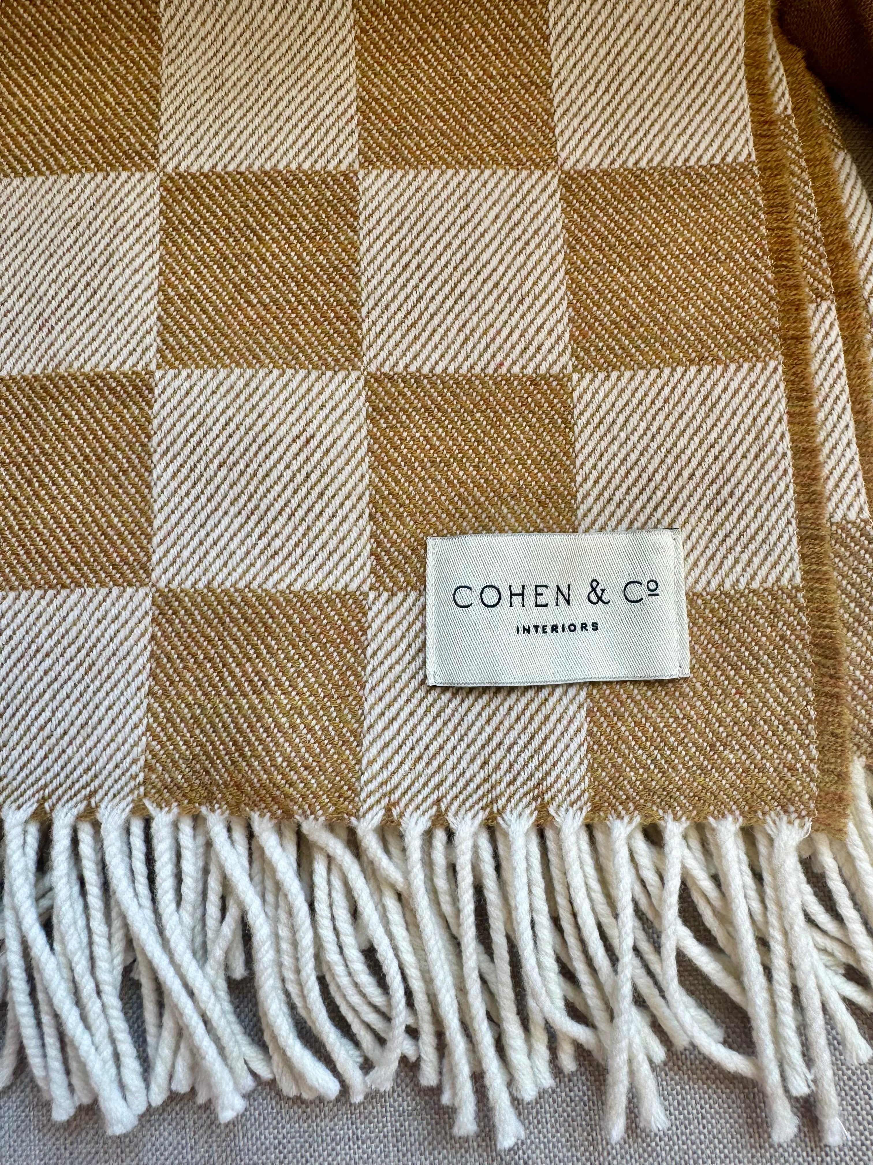 Cara Merino Lambswool Throw - Mustard Check