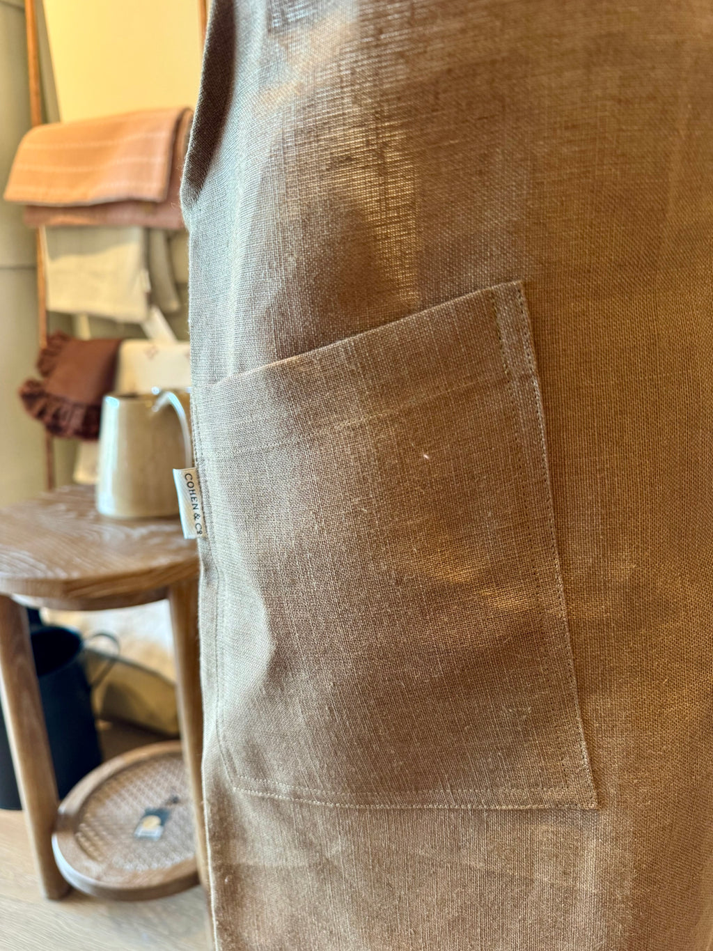 Cohen & Co. Belfast Linen Apron - Turf, Crossover