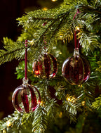 Purton Glass Christmas Baubles - Berry Stripes