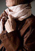 XL Gabrielle Cotton Voile Scarf: Cream & Brown Stripes