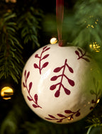 Dovedale Christmas Bauble - Warm white & Berry